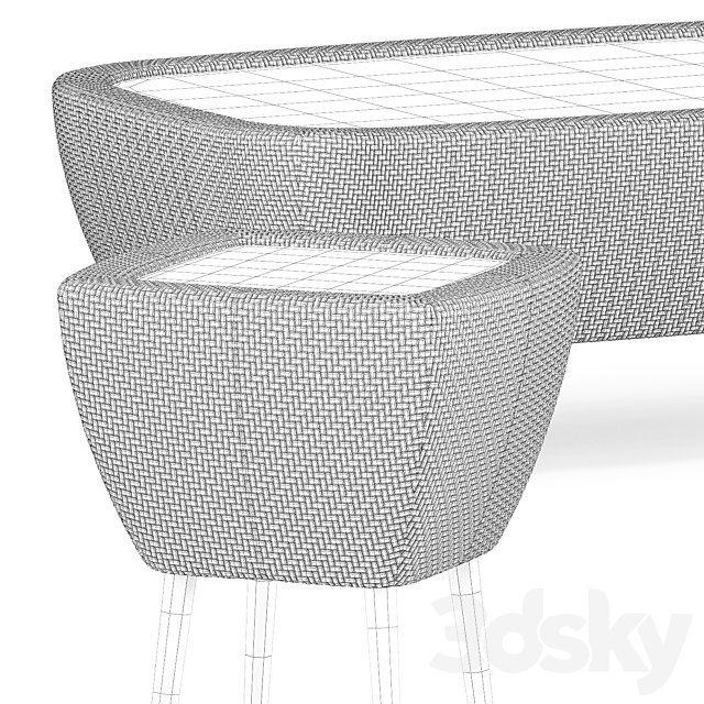 Katachi Side Table Square 42 and Cocktail Table 120 by Janus et cie 3DSMax File - thumbnail 5