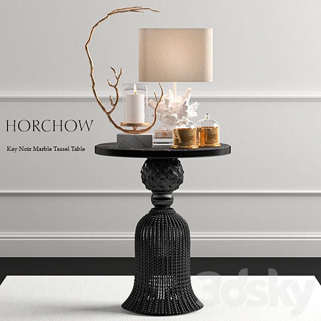 Kay Noir Marble Tassel Table and Decor Set 3DSMax File - thumbnail 1