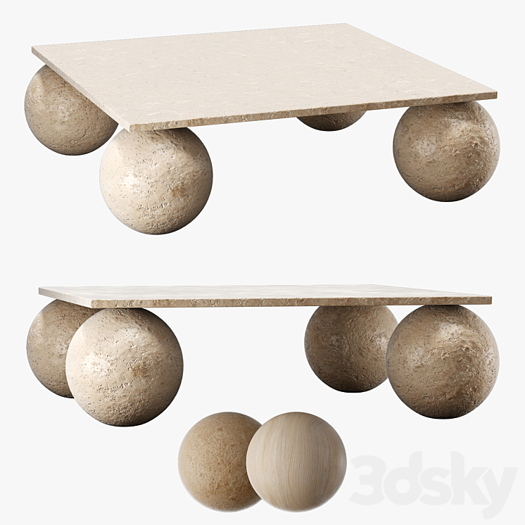 Kelly Wearstler-morro square coffee table 3DS Max Model - thumbnail 1