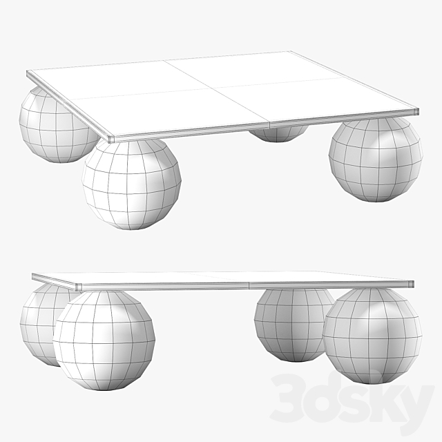 Kelly Wearstler-morro square coffee table 3DS Max Model - thumbnail 5