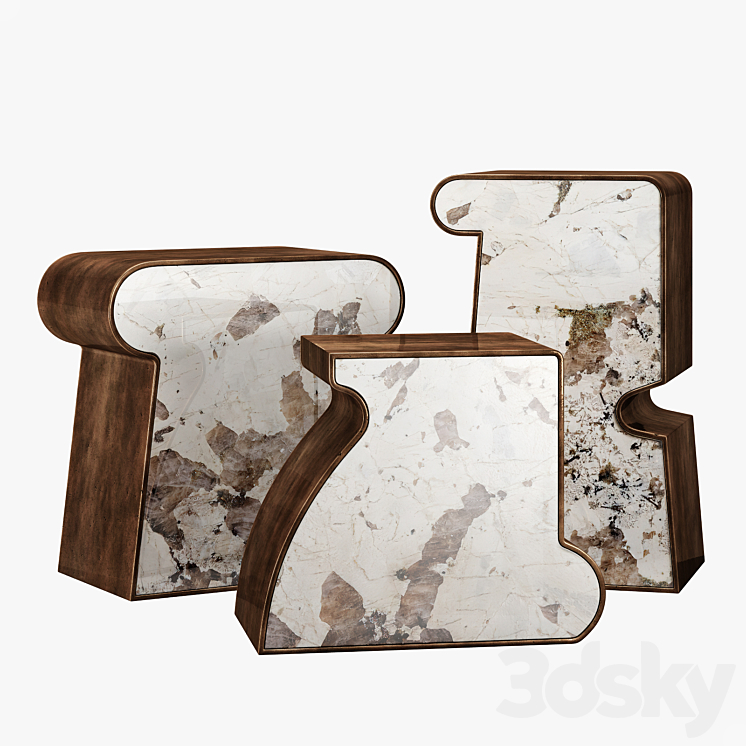 Kelly Wearstler ternion traid tercet side table 3DS Max Model - thumbnail 1