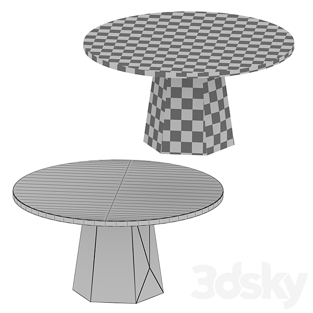 Kesling 60 “Round Wood Dining Table (Crate and Barrel) 3DS Max Model - thumbnail 7