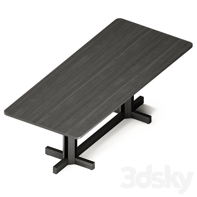 Kettal ALTAR Rectangular wooden dining table 3DS Max Model - thumbnail 2