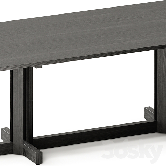 Kettal ALTAR Rectangular wooden dining table 3DS Max Model - thumbnail 5