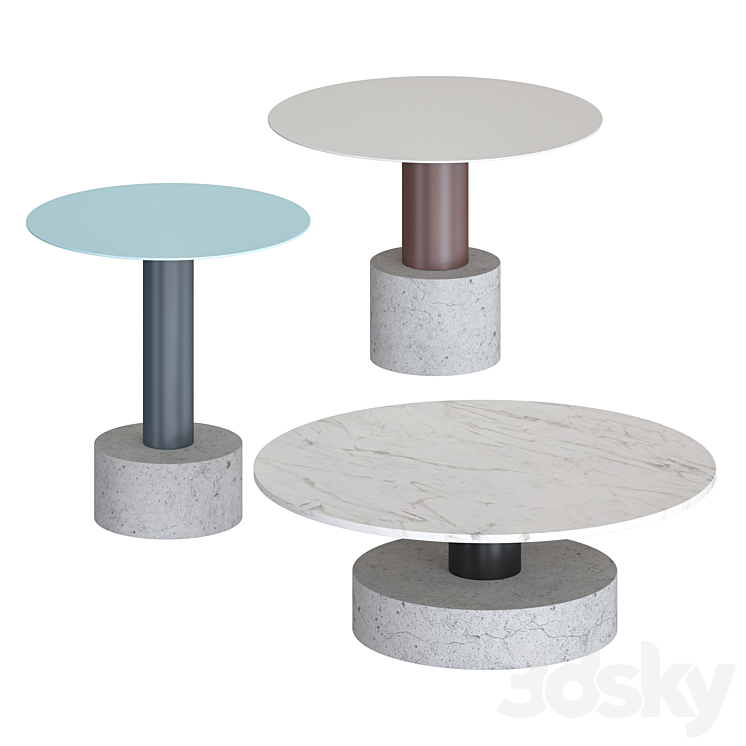 Kettal ROLL – coffee tables 3DS Max - thumbnail 1