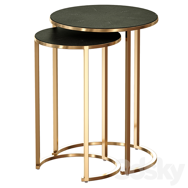 Keya Antique Brass Nesting Accent Tables (Crate and Barrel) 3DS Max Model - thumbnail 2