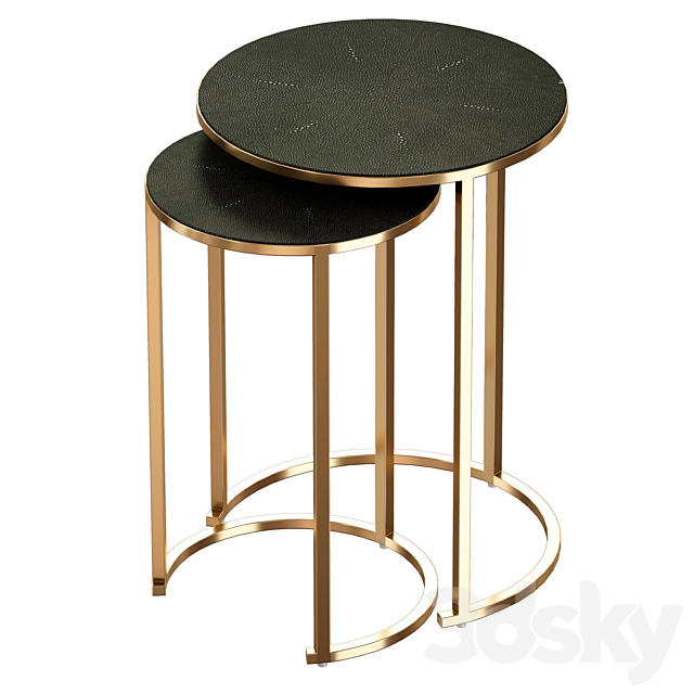 Keya Antique Brass Nesting Accent Tables (Crate and Barrel) 3DS Max Model - thumbnail 3