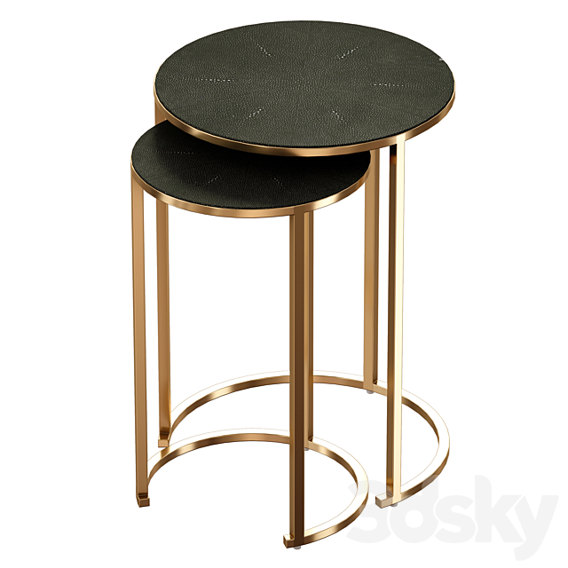 Keya Antique Brass Nesting Accent Tables (Crate and Barrel) 3DS Max Model - thumbnail 4