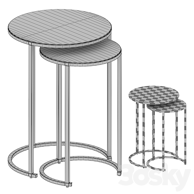 Keya Antique Brass Nesting Accent Tables (Crate and Barrel) 3DS Max Model - thumbnail 5