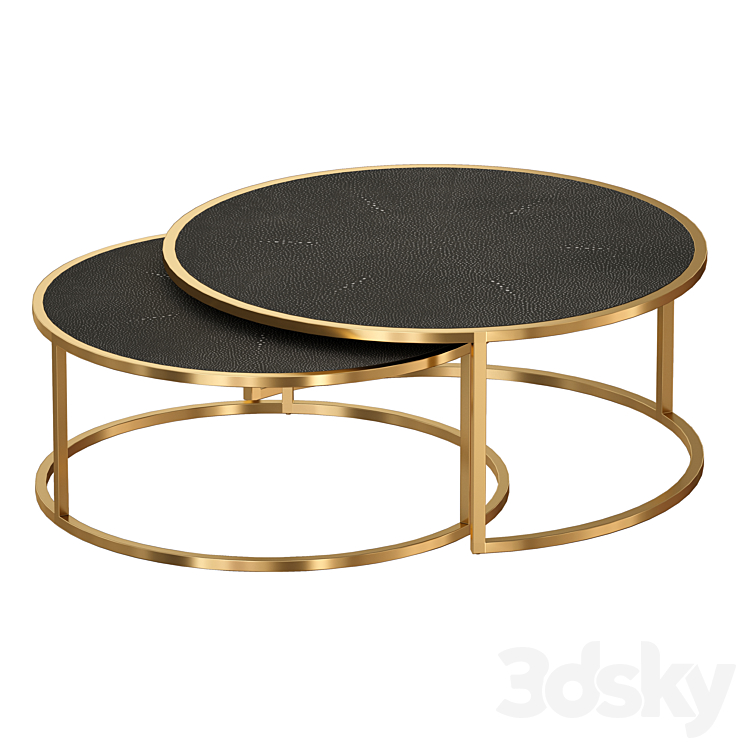 Keya Antique Brass Nesting Coffee Tables (Crate and Barrel) 3DS Max - thumbnail 1