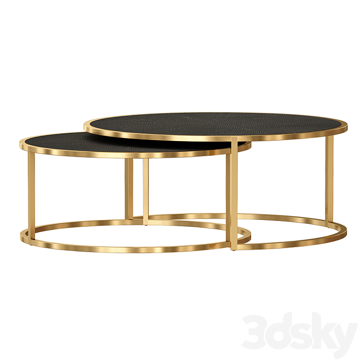 Keya Antique Brass Nesting Coffee Tables (Crate and Barrel) 3DS Max - thumbnail 2