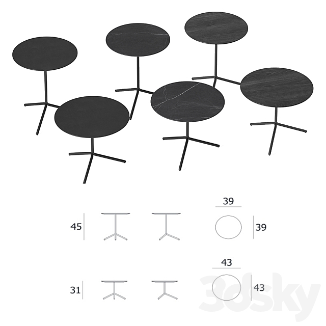 Kiwi table set. living divani 3DSMax File - thumbnail 2