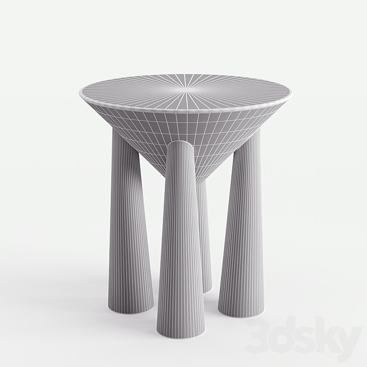 Kongo Side Table 3DS Max Model - thumbnail 2