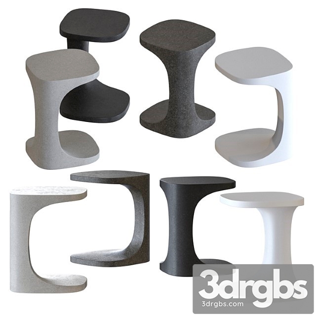 Kristalia Concrete Font Side Tables 3dsmax Download - thumbnail 1