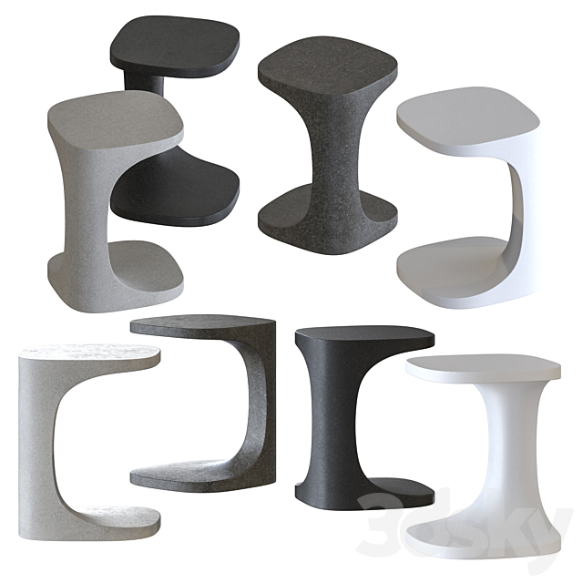 Kristalia Concrete Font Side Tables 3DSMax File - thumbnail 1