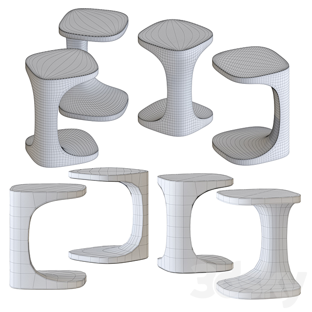 Kristalia Concrete Font Side Tables 3DSMax File - thumbnail 2