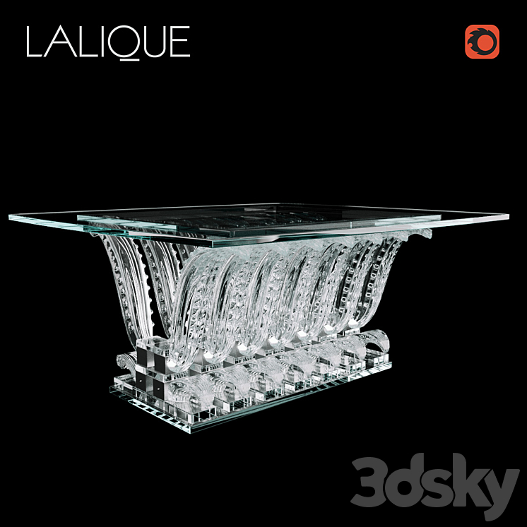 Lalique Cactus rectangular table 3DS Max - thumbnail 1