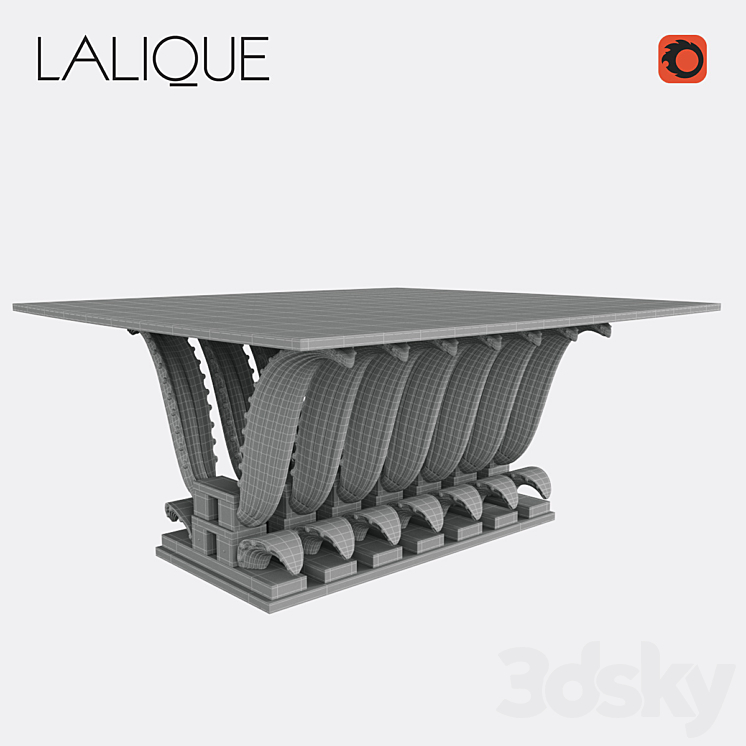 Lalique Cactus rectangular table 3DS Max - thumbnail 2