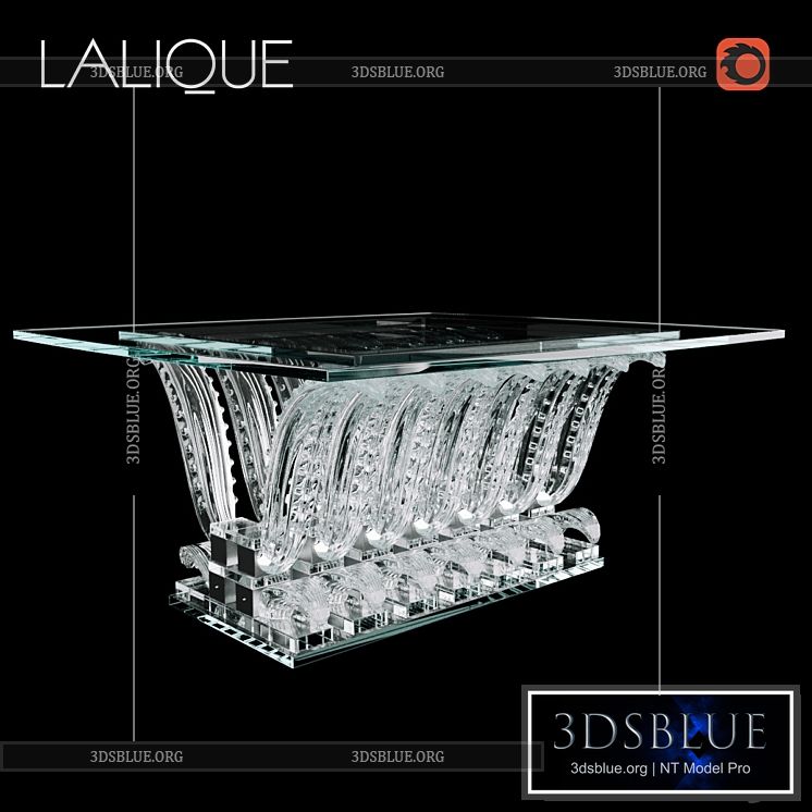 Lalique Cactus rectangular table 3DS Max - thumbnail 3