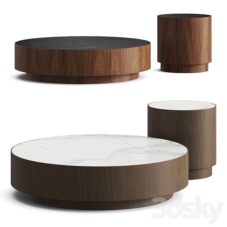 Laskasas Gold Coffee and Side Table 3DS Max Model - thumbnail 1