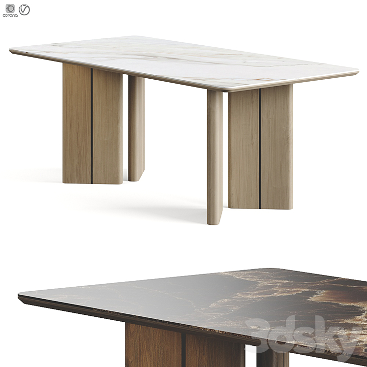 Laskasas Ponza Dining Table 3DS Max Model - thumbnail 1