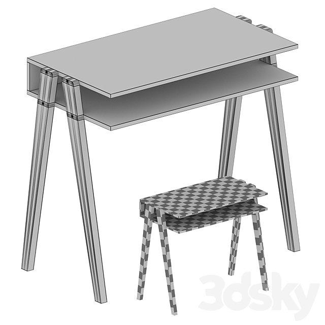 LAUREL DESK (Black and White) 3DSMax File - thumbnail 5