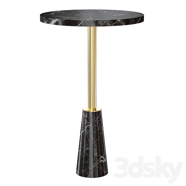 Leni Black Marble Drink Table (Crate and Barrel) 3DSMax File - thumbnail 2