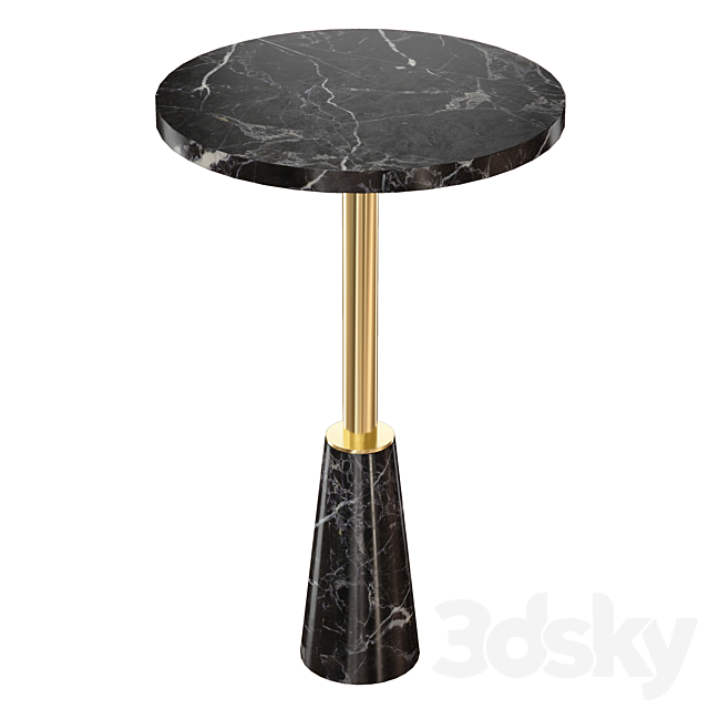 Leni Black Marble Drink Table (Crate and Barrel) 3DSMax File - thumbnail 4