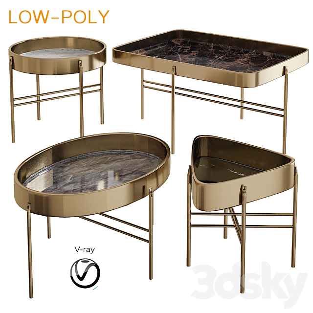 LILY TRAY Side Table Coffee Table (low poly) 3DSMax File - thumbnail 1