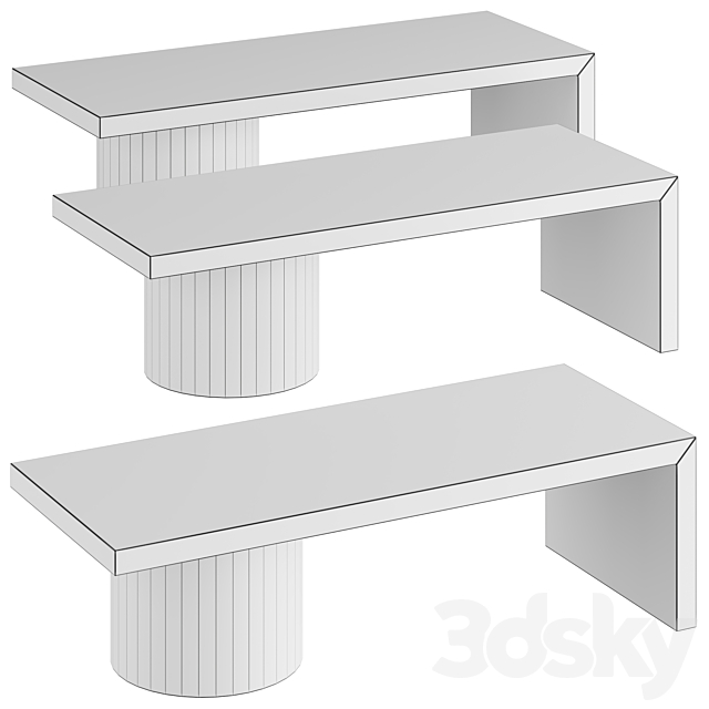 Linea Rectangular Cocktail Table 3ds Max - thumbnail 2