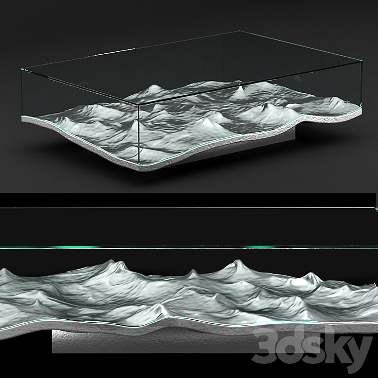 LIQUID ALUMINUM LOW TABLE 3DS Max - thumbnail 1