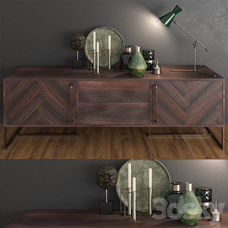 Little table Dutchbone Class Sideboard in Retro Herringbone Design 3DS Max Model - thumbnail 1