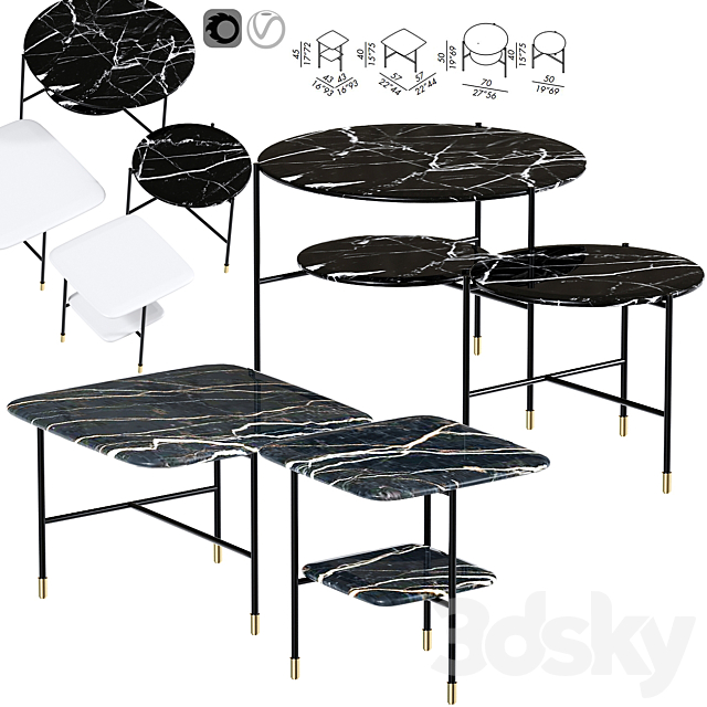 Low adrian tables set 3DSMax File - thumbnail 1