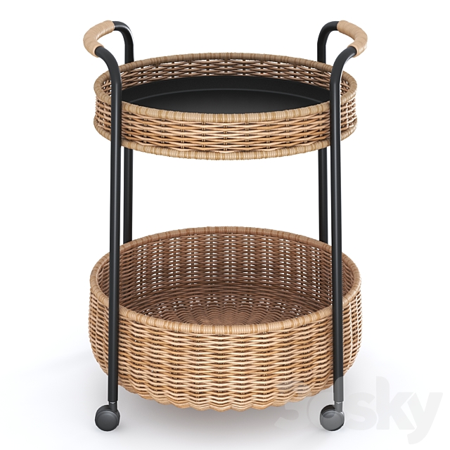 LUBBAN Little table on wheels with a box rattan anthracite from Ikea | LUBBAN Serving cart with storage rattan anthracite by Ikea 3DS Max Model - thumbnail 2