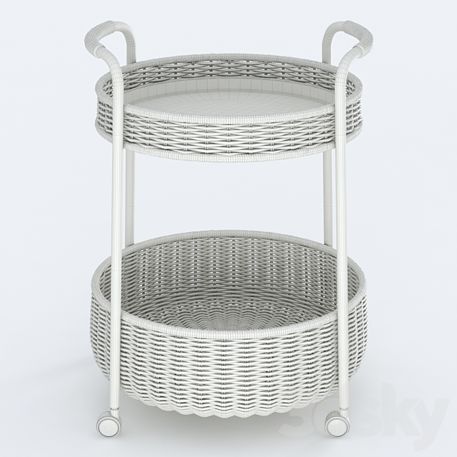 LUBBAN Little table on wheels with a box rattan anthracite from Ikea | LUBBAN Serving cart with storage rattan anthracite by Ikea 3DS Max Model - thumbnail 3