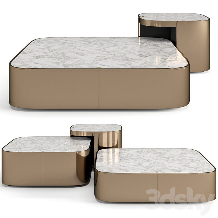 Luxence Luxury Living Parsons coffee tables set 3DS Max Model - thumbnail 3