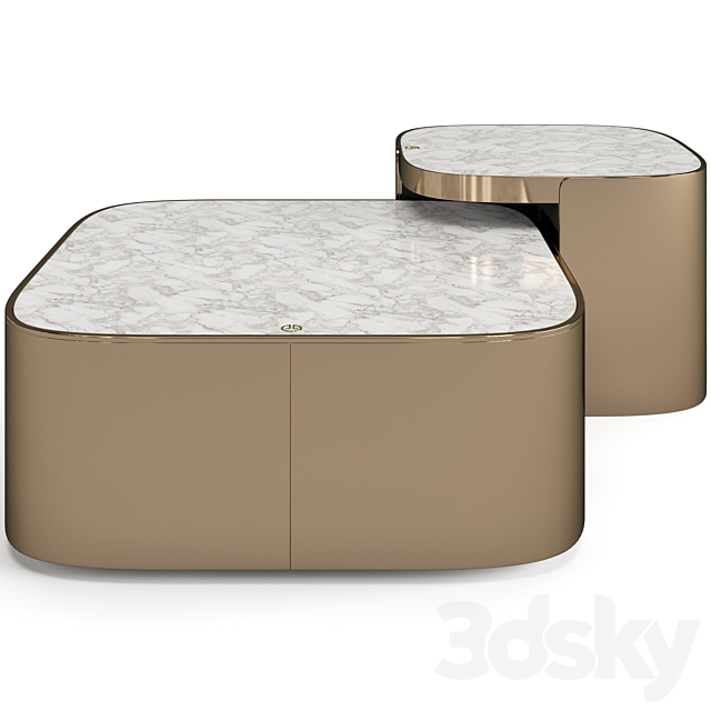 Luxence Luxury Living Parsons coffee tables set 3DS Max Model - thumbnail 2