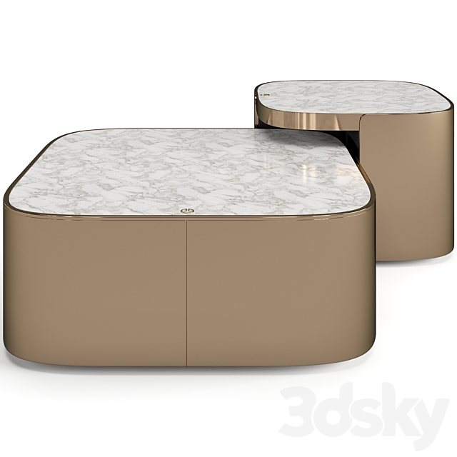 Luxence Luxury Living Parsons coffee tables set 3DS Max Model - thumbnail 3