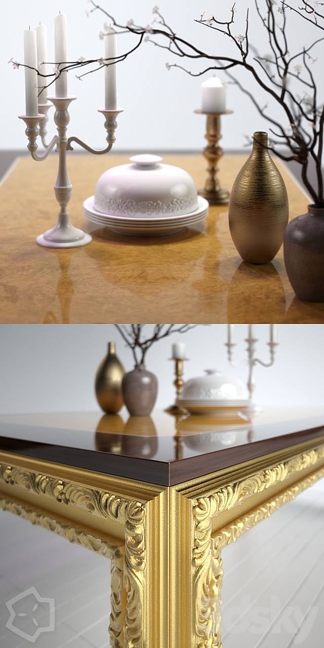 Luxury Gold Table 3DS Max Model - thumbnail 2