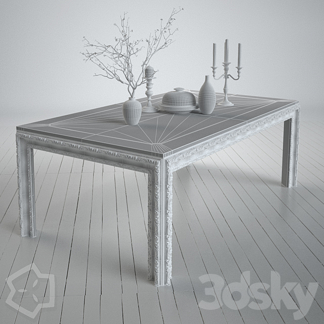 Luxury Gold Table 3DS Max Model - thumbnail 3