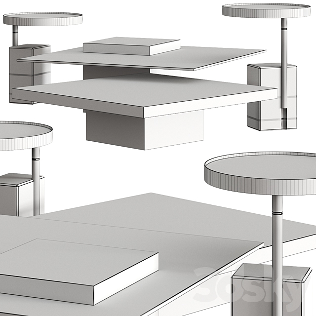 Lyon Beton Singleton & Twist Coffee Tables 3DSMax File - thumbnail 2