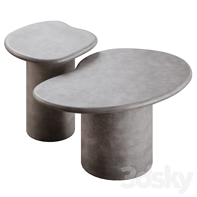 Macarella cement coffee tables in 2 colors 3ds Max - thumbnail 1