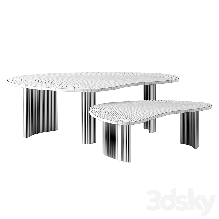 Mahogany Boomerang coffee tables by Ethnicraft 3DS Max Model - thumbnail 2