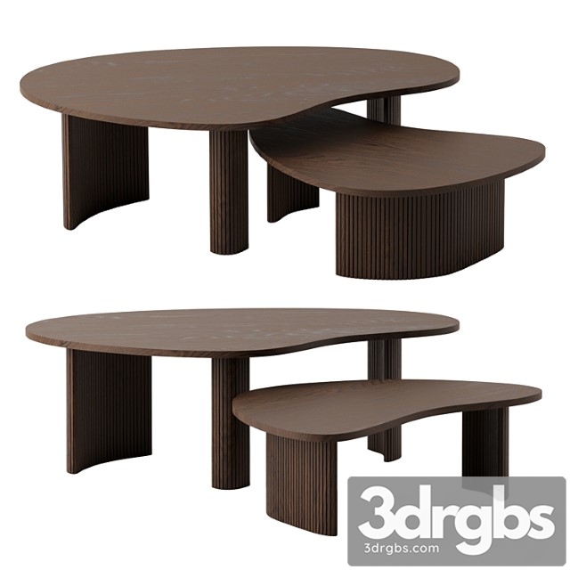 Mahogany boomerang coffee tables by ethnicraft - thumbnail 1