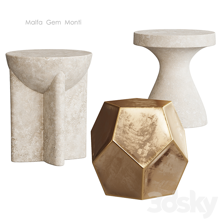 Malfa Gem Monti Gem table West Elm 3DS Max Model - thumbnail 1