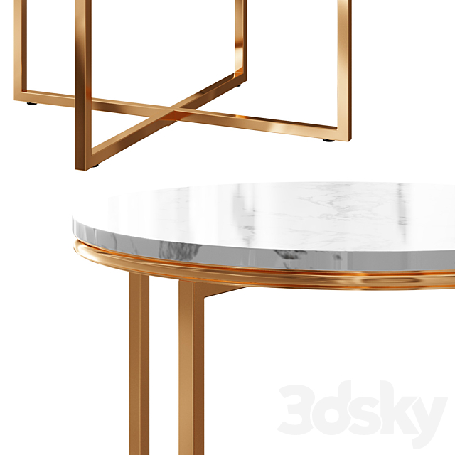 Marble Gold Tables Set 3DS Max Model - thumbnail 2