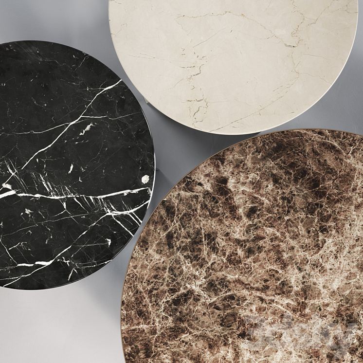 Marble Side Tables Set 1 3DS Max - thumbnail 2