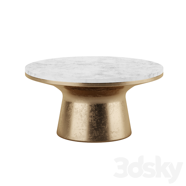 Marble Topped Pedestal Side Table West Elm 3DS Max Model - thumbnail 2