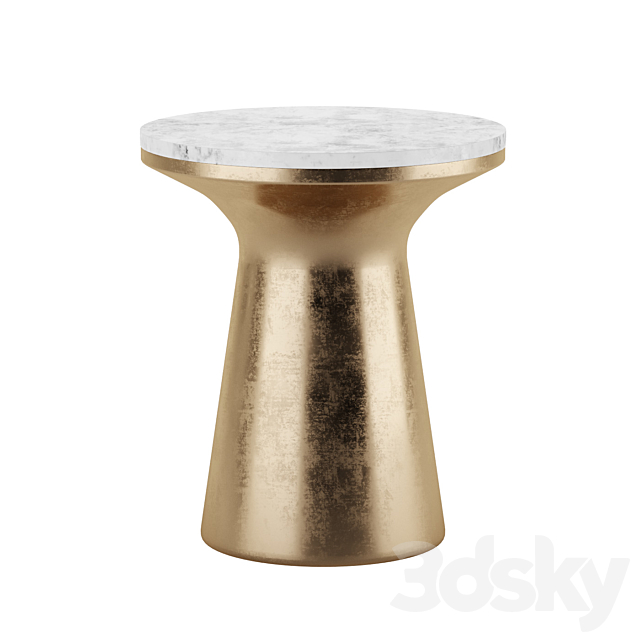 Marble Topped Pedestal Side Table West Elm 3DS Max Model - thumbnail 3