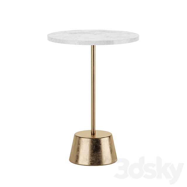 Marble Topped Pedestal Side Table West Elm 3DS Max Model - thumbnail 4